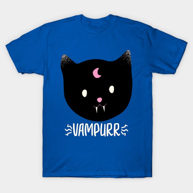 Black Cat Vampire Vampurr Pun T-Shirt by BIGUP